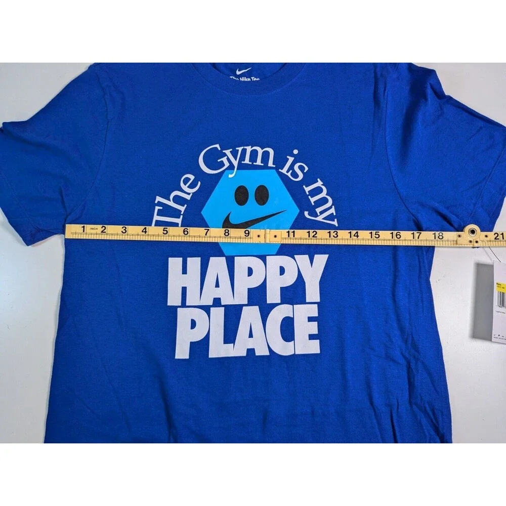 NWT Men's T-shirt Nike Short Sleeve Blue The Gym Is My Happy Place Size Small - Picture 4 of 5